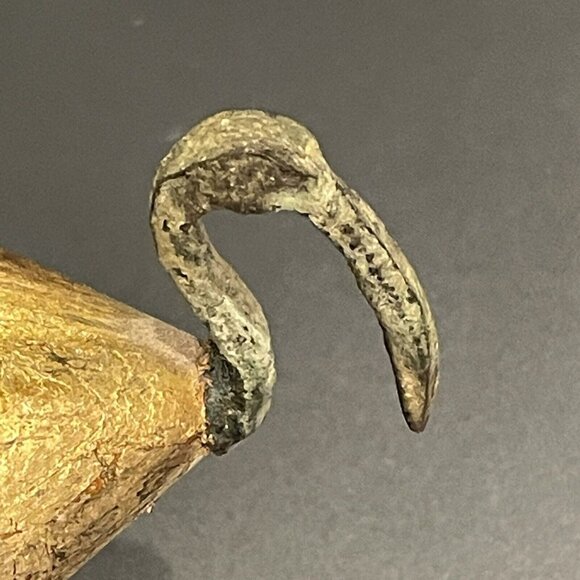 Antique Egyptian Thoth As Ibis Bronze & Wood Gold Leaf Gilt Bird Figurine Estate - Picture 4 of 16